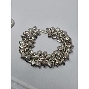 Vintage Puffy Heart Sterling Silver Charm Bracelet Hundreds!